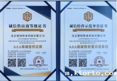 AAA级诚信供应商与AAA级诚信经营示范单位证书