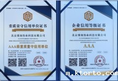 AAA级重质量守信用单位与AAA级企业信用等级证书